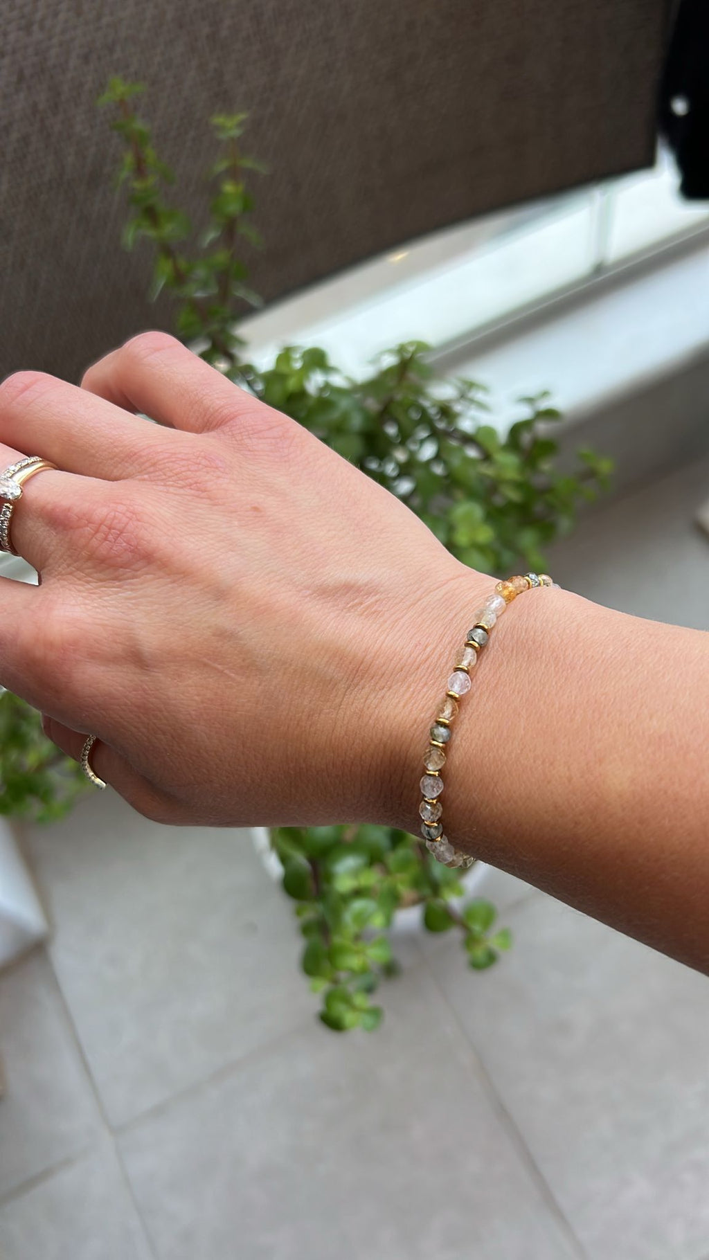 Gemstone lava, ruby, sapphire bracelet